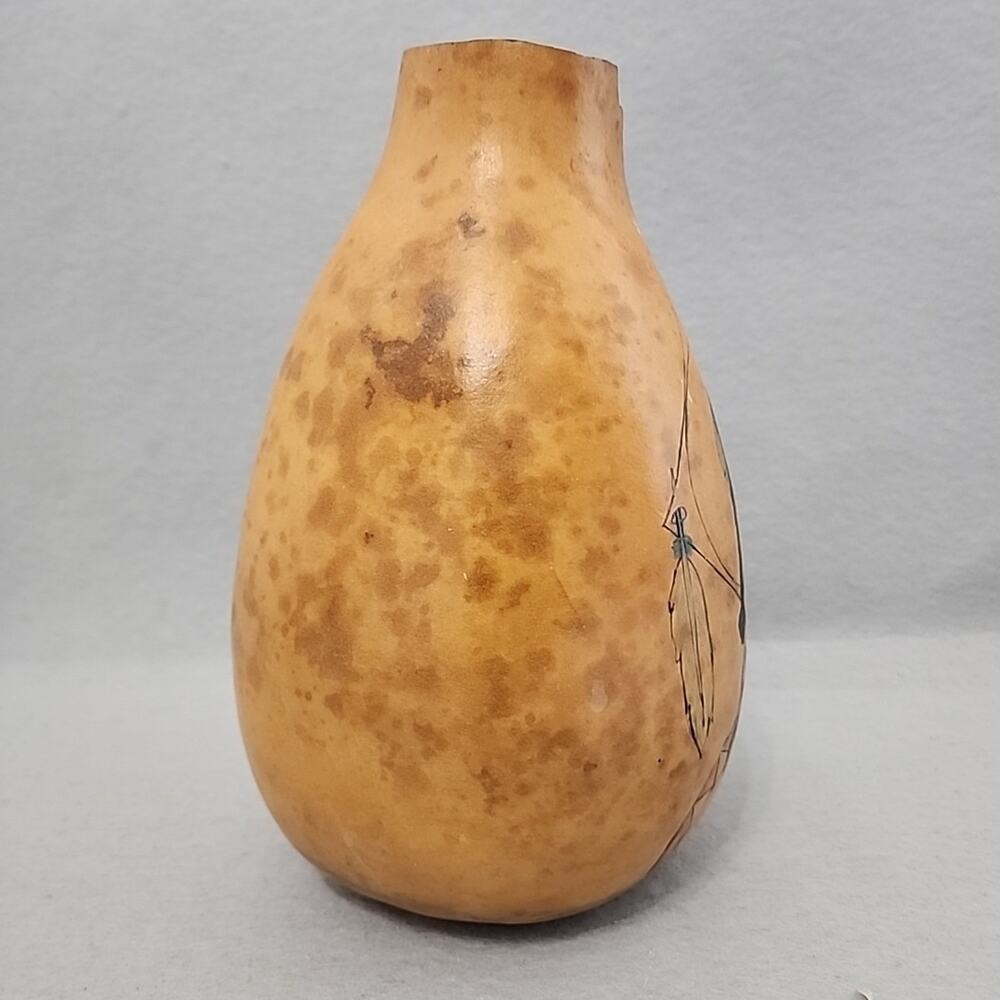 2004 SIGNED Southwestern Art Gourd Vase Painted Handmade Joan Mitchell KS - Picture 5 of 9